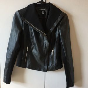Faux leather moto jacket